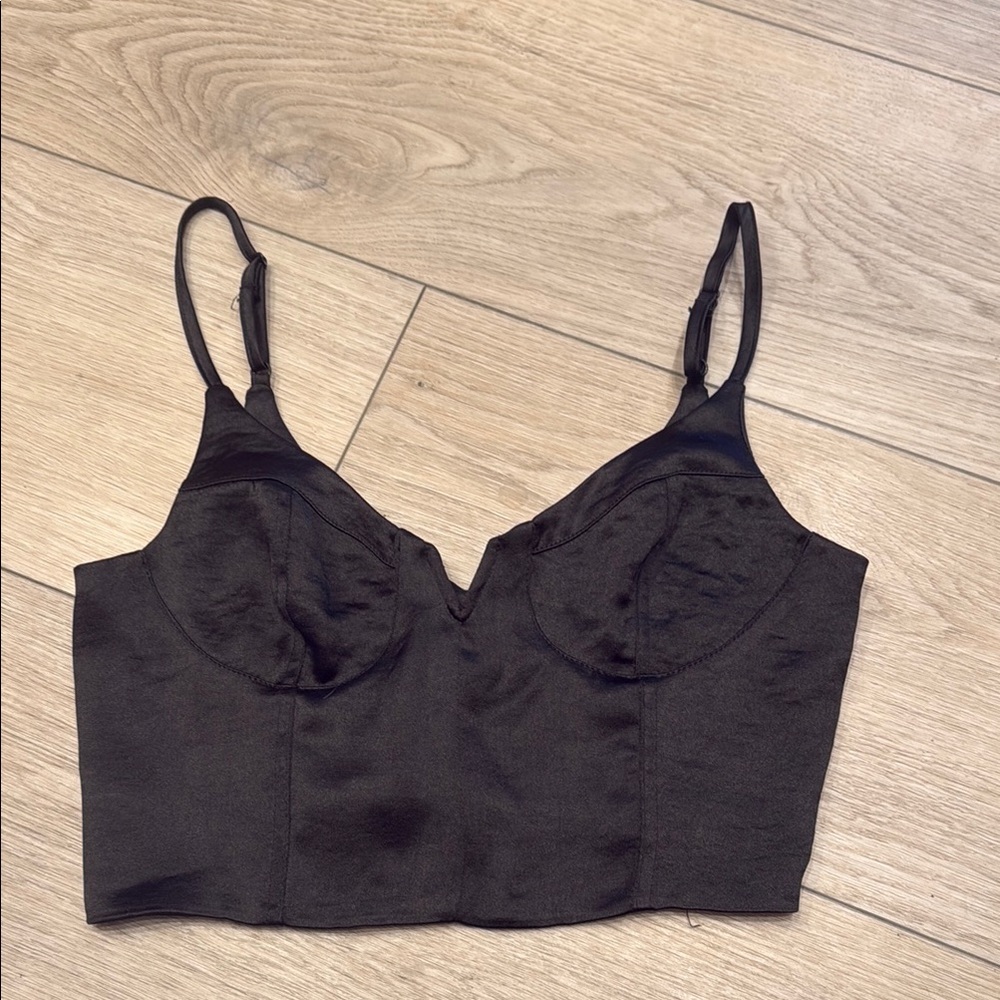 Black Satin Corset Top